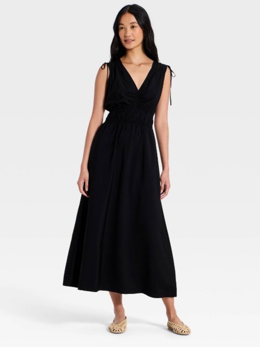 Women's V-Neck Midi Dress - A New Day™ Black L new 🆕